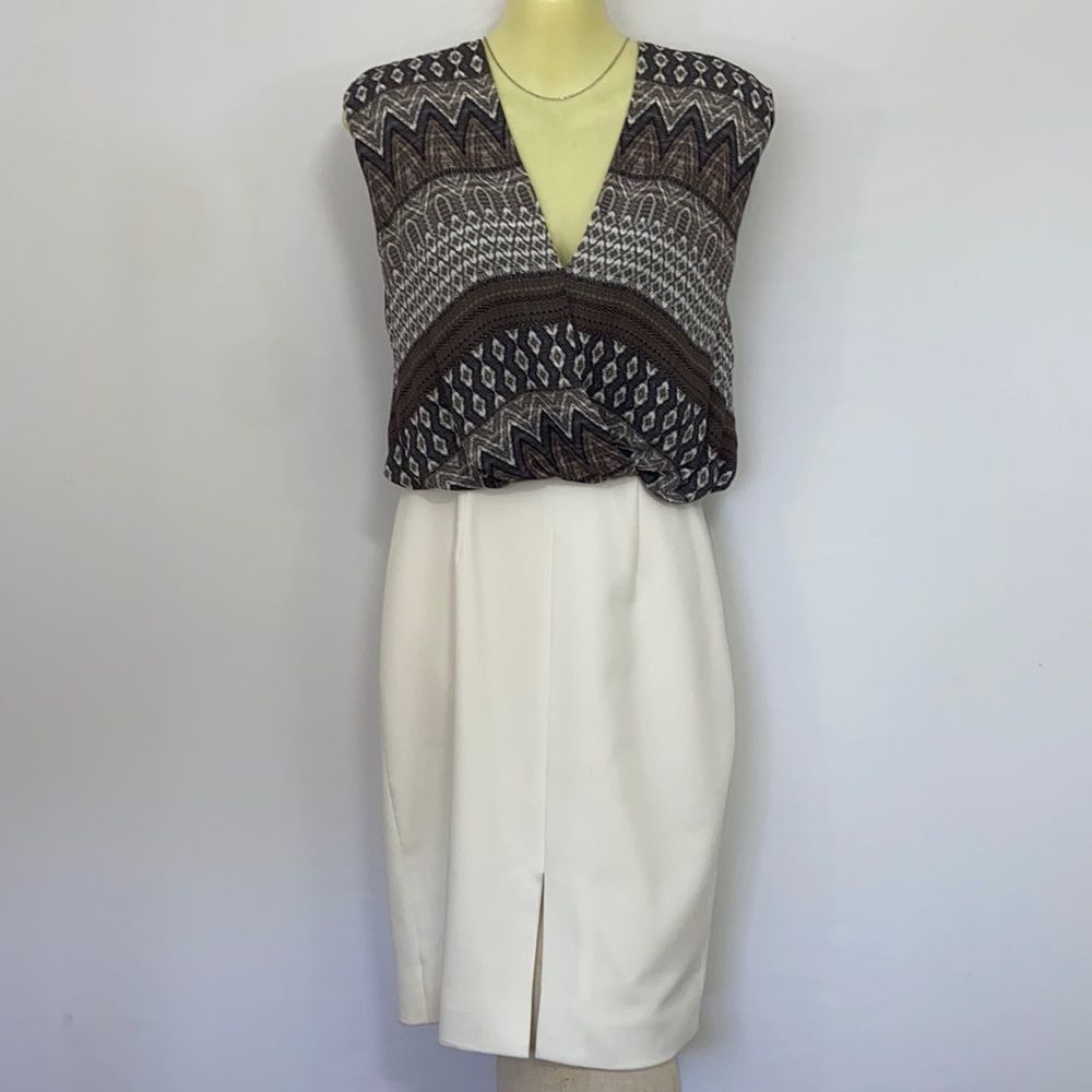 L’AGENCE Dress Blouson Style Straight Skirt Excellent Black & White NWOT SZ 4